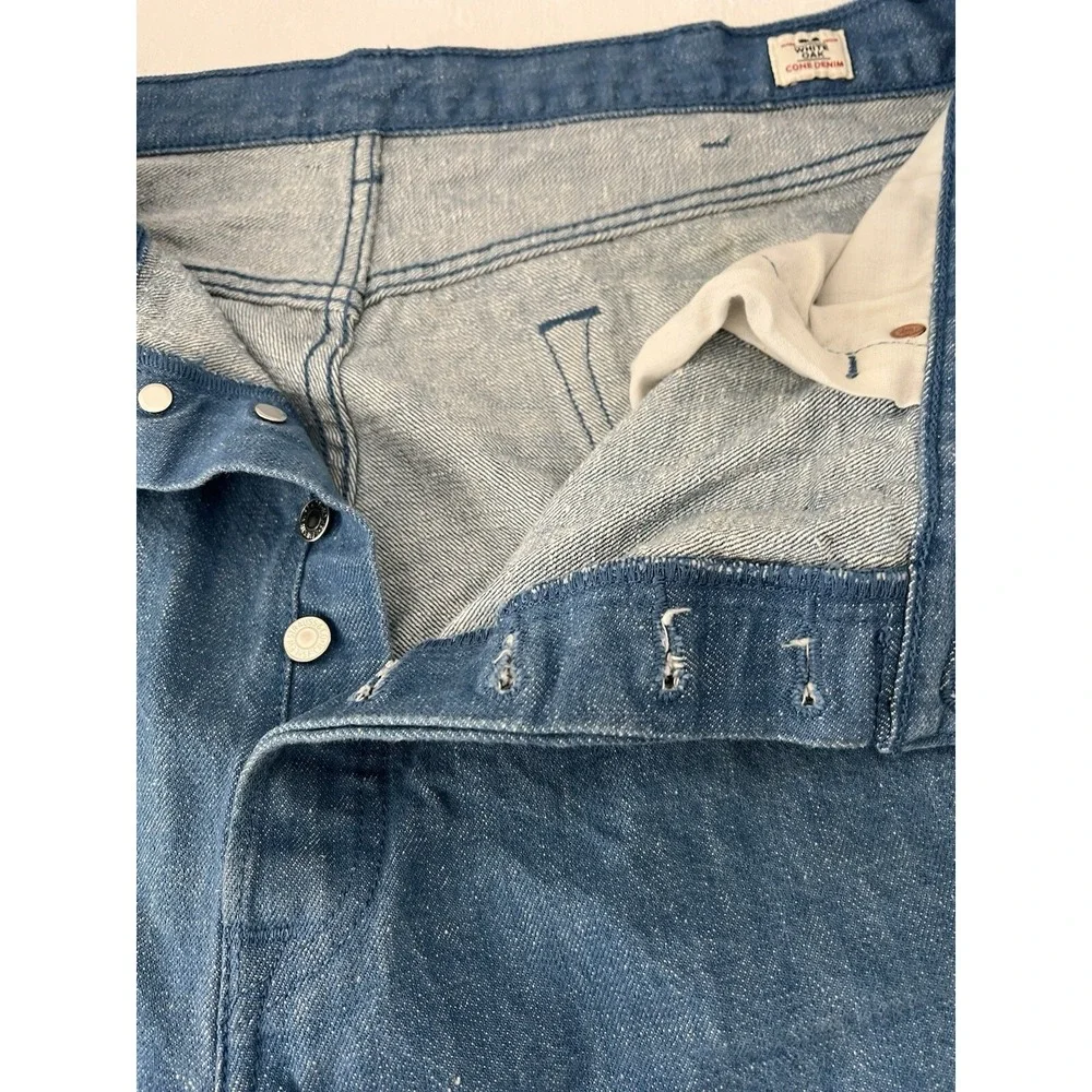 2015 Levis 501 Jeans White Oak Cone Mills Denim Neppy Sailor Blue 42x30 (40x28.5